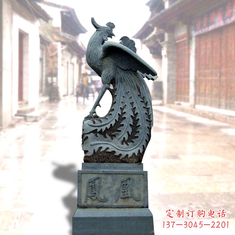 安阳匠心之作——青石仿古凤凰雕塑