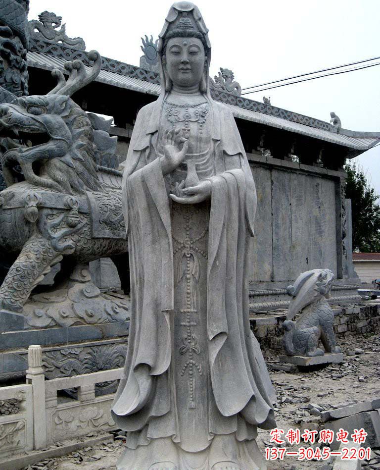 安阳青石仿古观音雕像|传承古代神话传统
