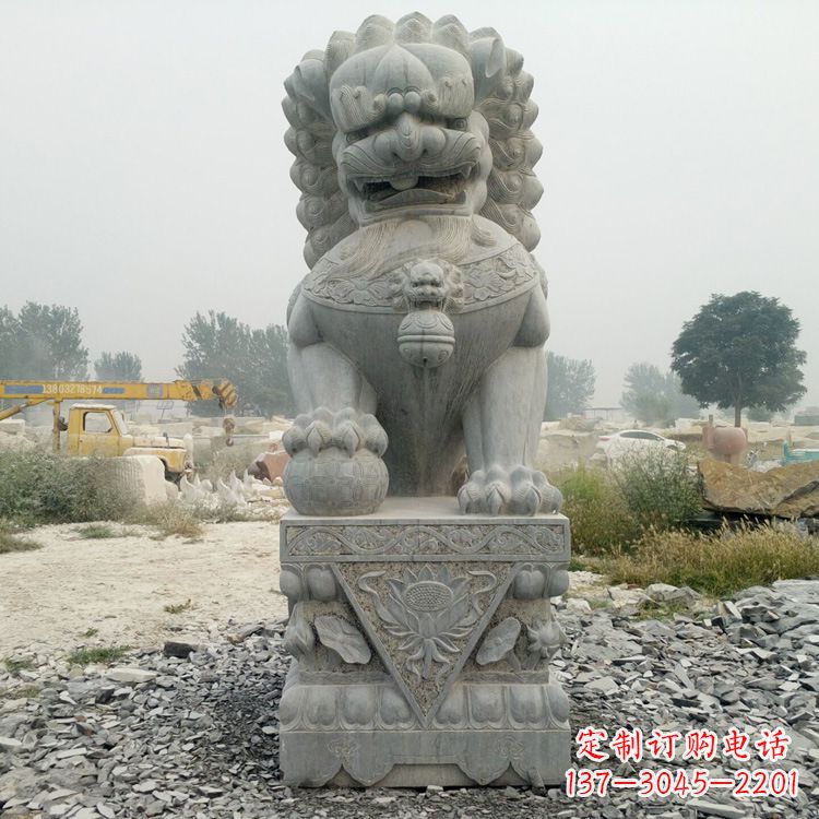 安阳完美雕刻,精美青石狮子雕塑