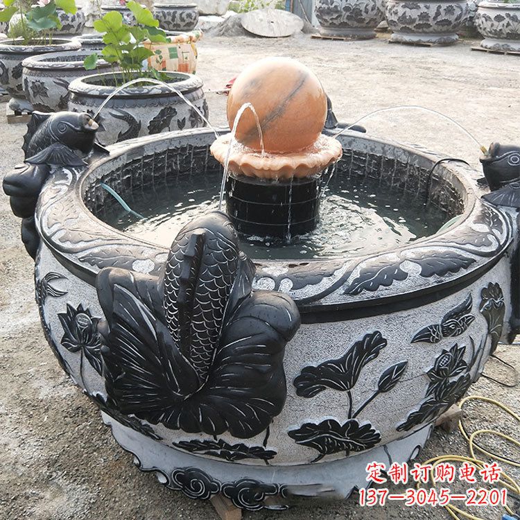 安阳青石鱼缸雕塑,装点您的生活
