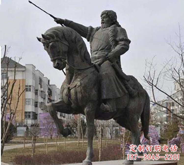 安阳精致雕刻成吉思汗青铜骑马