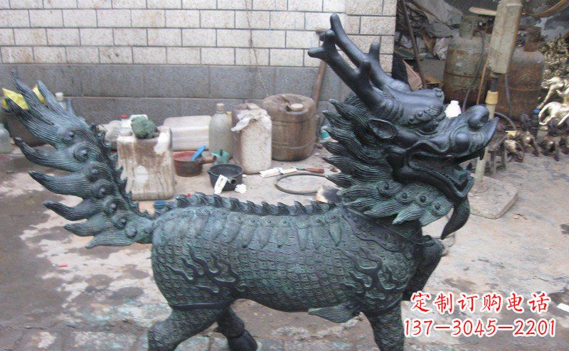安阳青铜雕制神兽麒麟,艺术匠心之至