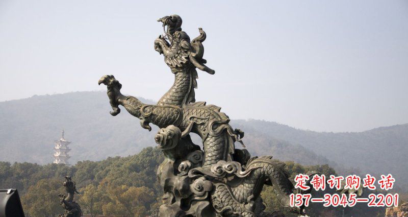 安阳中领雕塑|传统青铜神龙出水铜雕