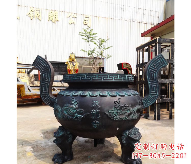 安阳精美青铜寺庙广场香炉雕塑