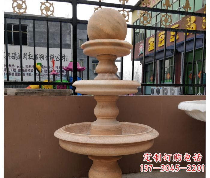 安阳风水球石雕,晚霞红别墅装饰精品