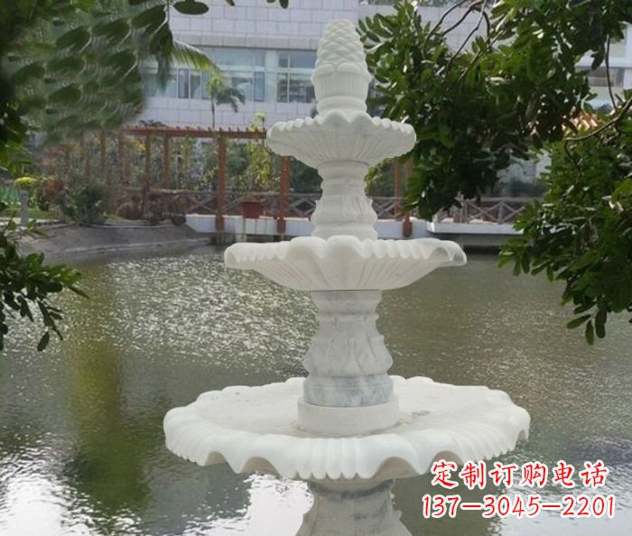 安阳精致美观的三层喷泉汉白玉公园石雕