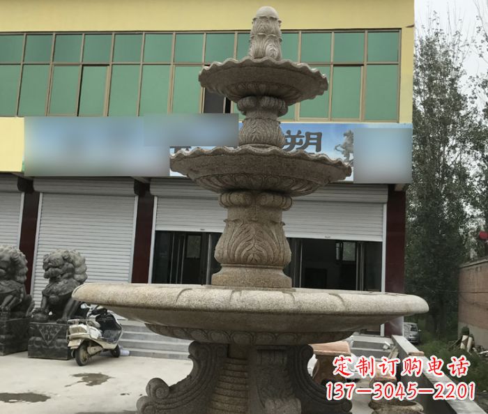 安阳三层砂岩喷泉欧式石雕,定制专属你的雕塑
