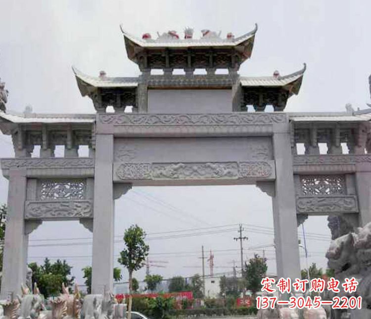 安阳中领雕塑-三门牌坊大理石石雕