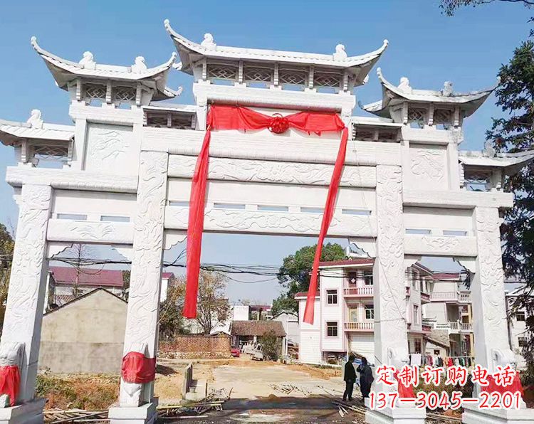 安阳三门三楼石雕牌坊:专业定制牌坊雕塑
