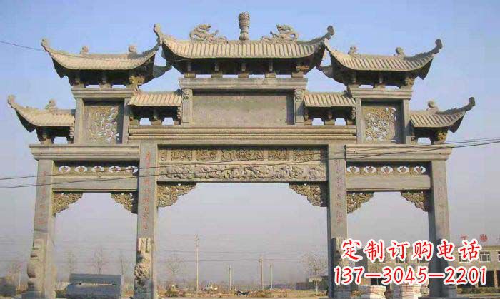 安阳特色街角石雕牌坊精致典雅的装点