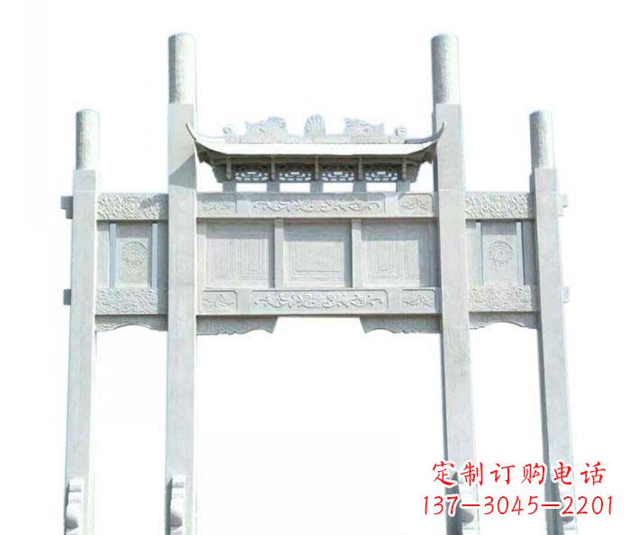 安阳三门石雕牌坊定制精美牌坊雕塑