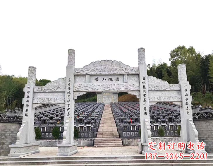 安阳精致雕刻的三门石牌坊雕塑