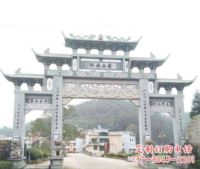 安阳三门五楼石牌坊石雕——精美精致的多层次雕刻