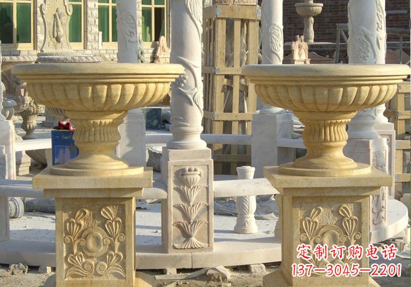 安阳流动性的砂岩花盆雕塑