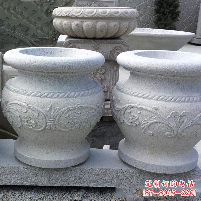 安阳砂岩花盆石雕,搭配室内装饰空间