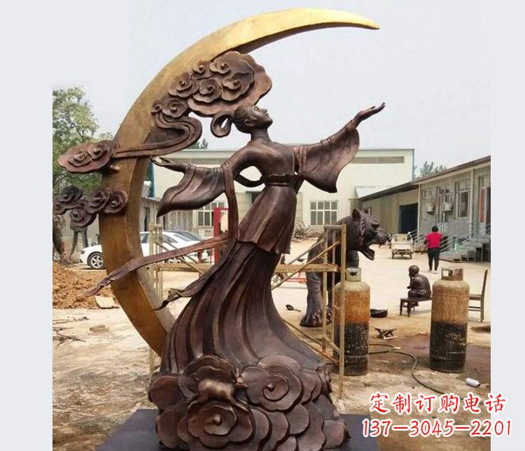 安阳中领雕塑:精美嫦娥月亮铜雕