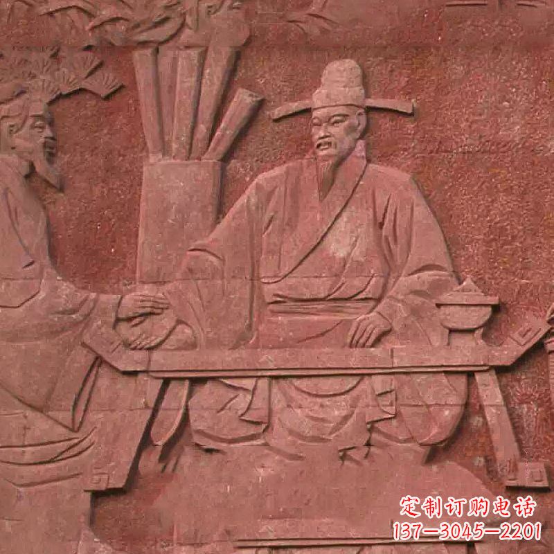 安阳沈括砂岩浮雕,重现学校历史名人壁画