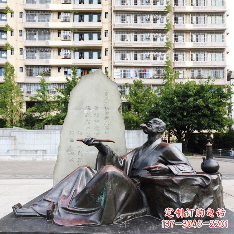 安阳尊贵古朴的古代诗人情景雕塑——杜甫雕塑