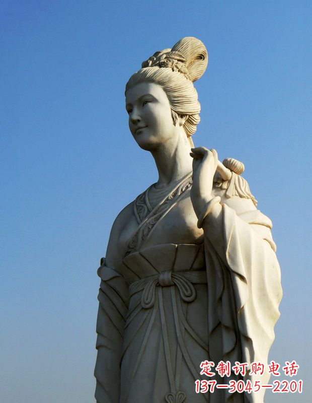 安阳十二花神九月菊花庞苏汉白玉美女雕像