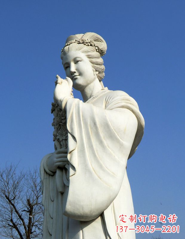 安阳十二花神之三月桃花息夫人汉白玉精美美女雕像