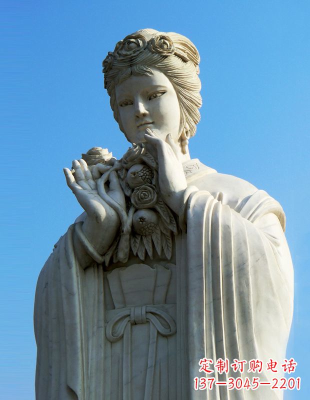 安阳石榴之美——十二花神之五月石榴李氏汉白玉古代美女雕像