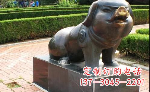 安阳古典中国十二生肖猪铜雕塑