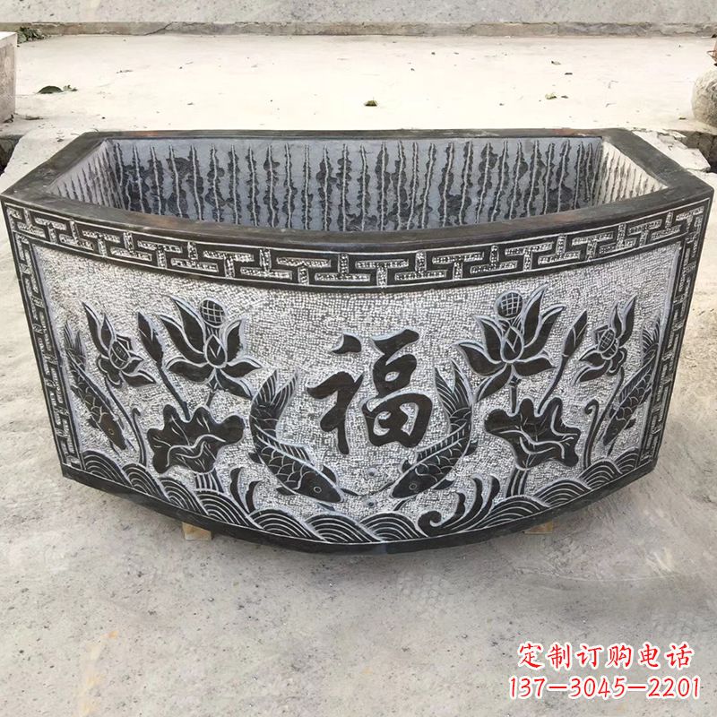 安阳欣赏自然美景,石槽养鱼缸静谧雕塑