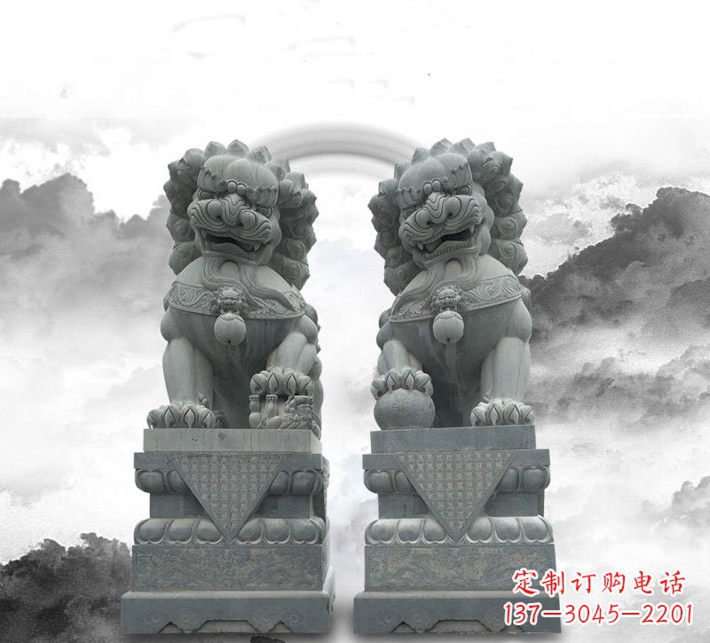 安阳石雕大理石狮子雕塑——定制精品雕塑