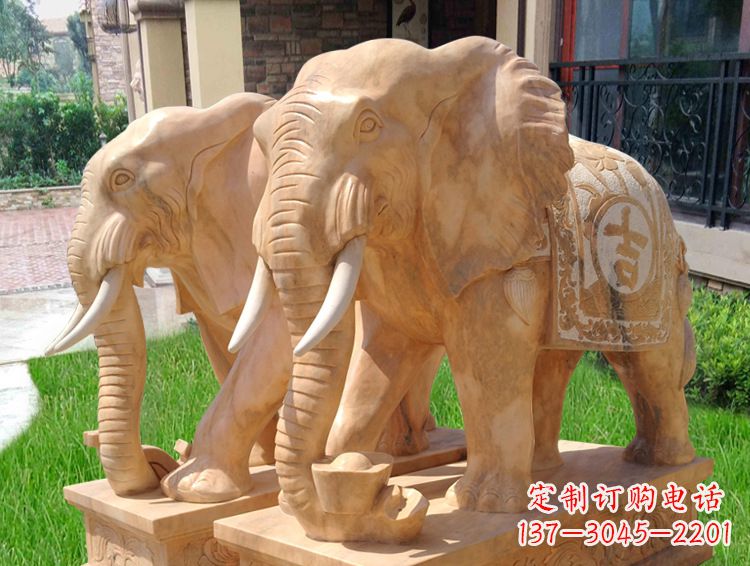 安阳石雕大象风水的精美雕塑