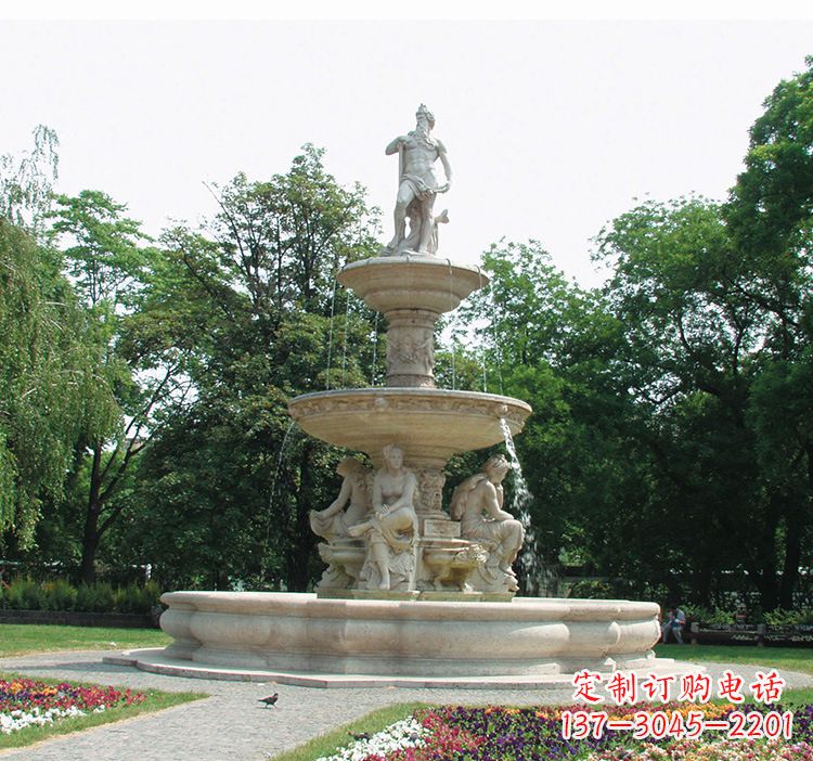 安阳石雕跌水喷泉塑型,给园林增添美感