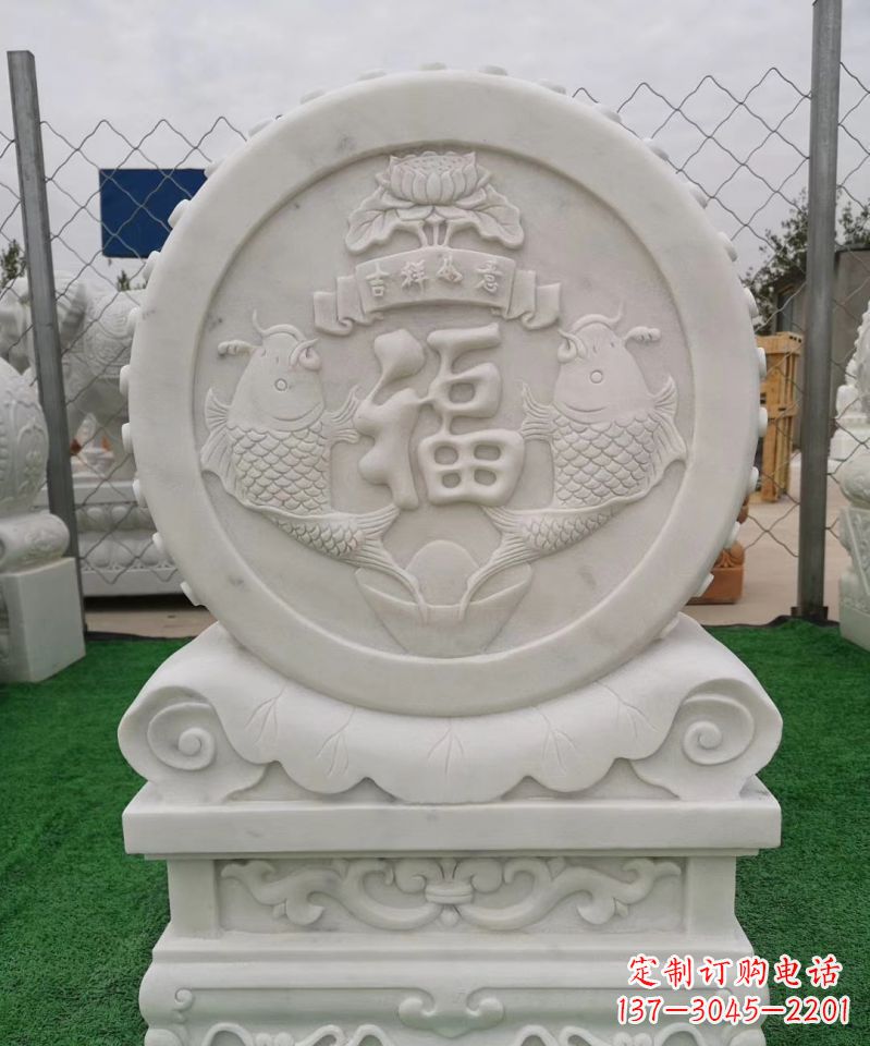 安阳装饰福字图案的雕塑石门墩