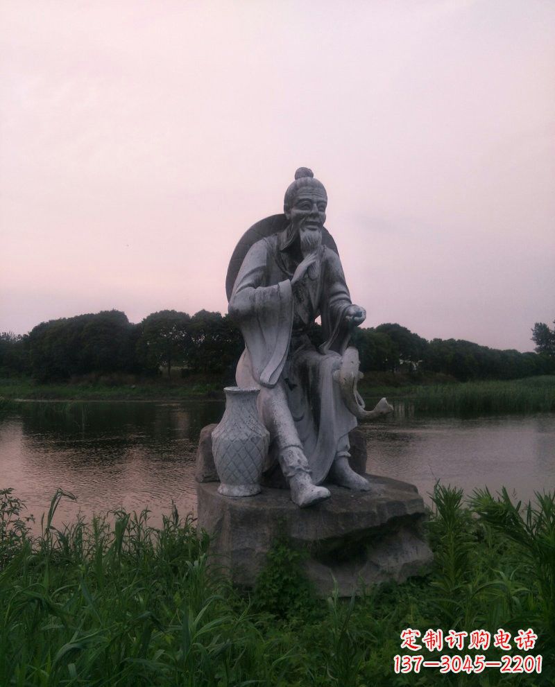安阳美观大气的姜太公石雕鱼钓雕塑
