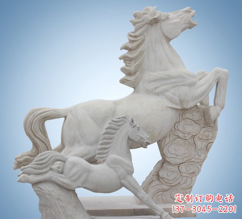 安阳精致石质母子奔马雕塑