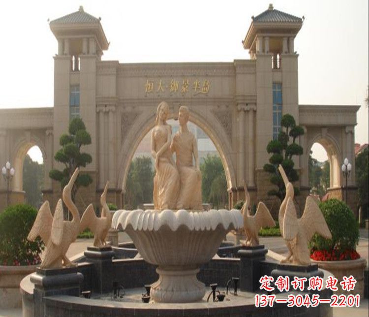 安阳石雕西方人物喷泉雕塑