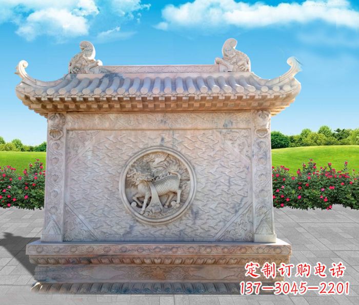 安阳石浮雕麒麟庭院影壁