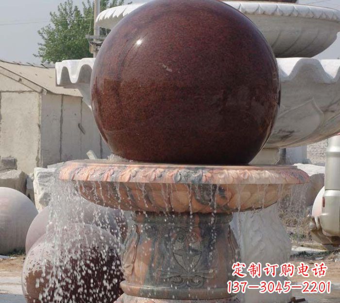 安阳石来运转小型风水球喷泉石雕