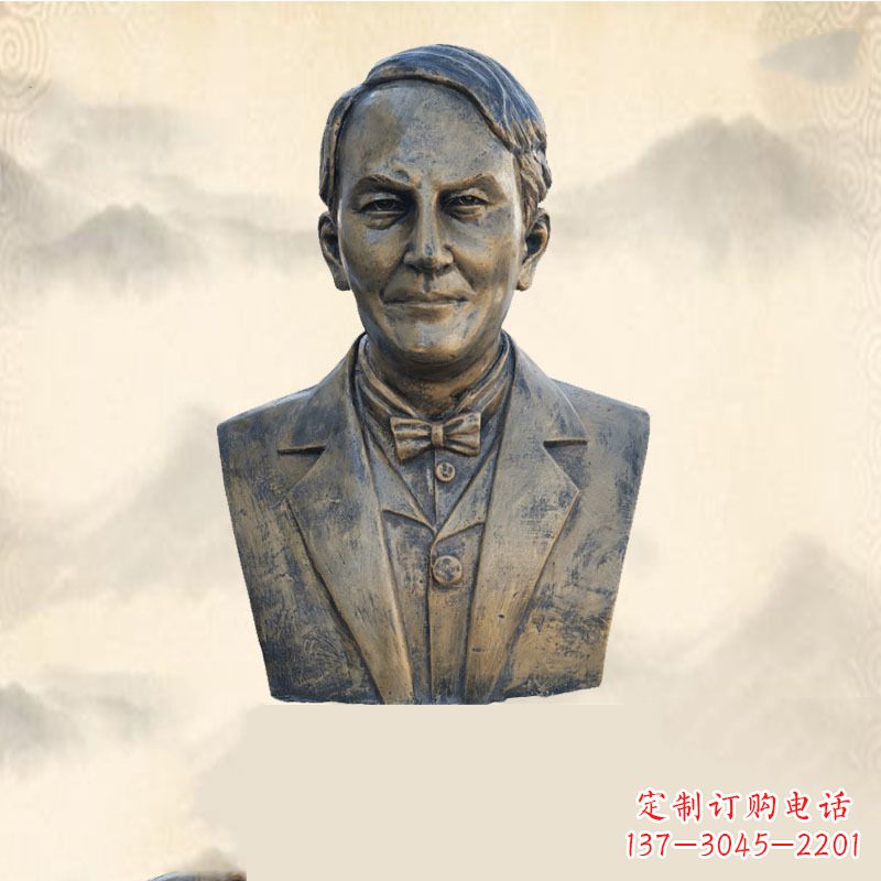 安阳世界名人爱迪生纯铜头像雕塑-学校校园名人系列雕塑