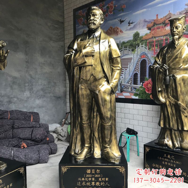 安阳世界名人瑞典著名化学家诺贝尔仿铜雕像