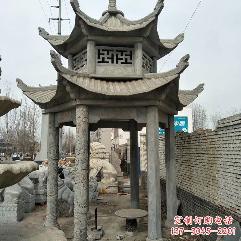 安阳双层大理石凉亭雕塑