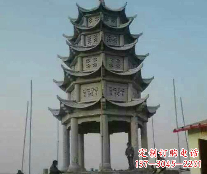 安阳双层大理石凉亭石雕 (2)