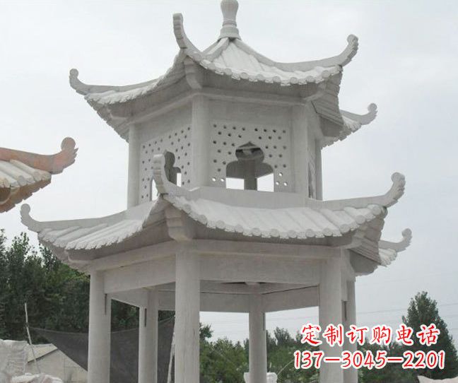 安阳双层大理石凉亭石雕
