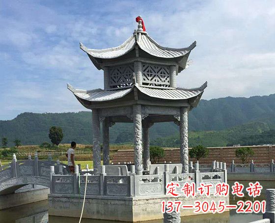 安阳双层仿古凉亭石雕_1