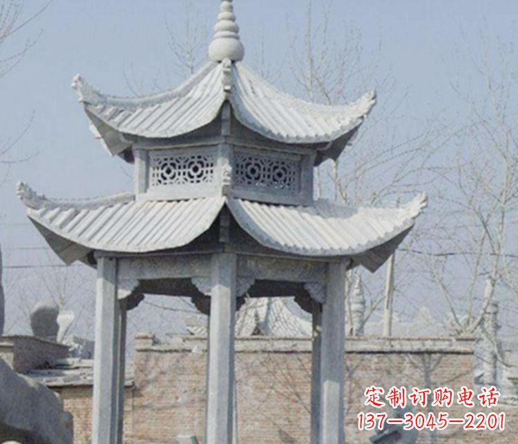 安阳双层仿古六角凉亭石雕