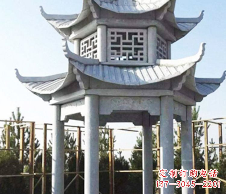 安阳双层仿古石凉亭石雕_2