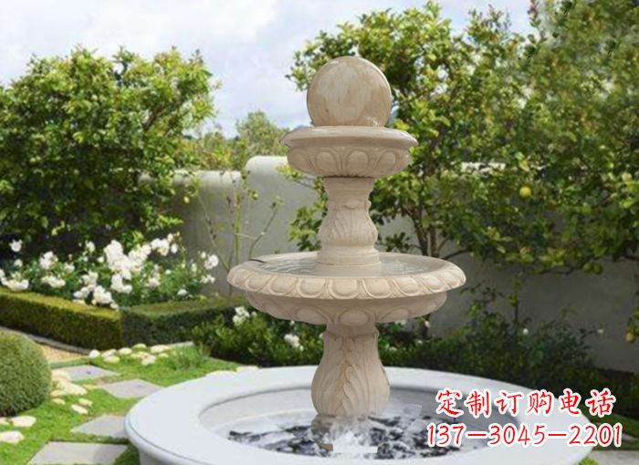 安阳双层风水球喷泉别墅石雕