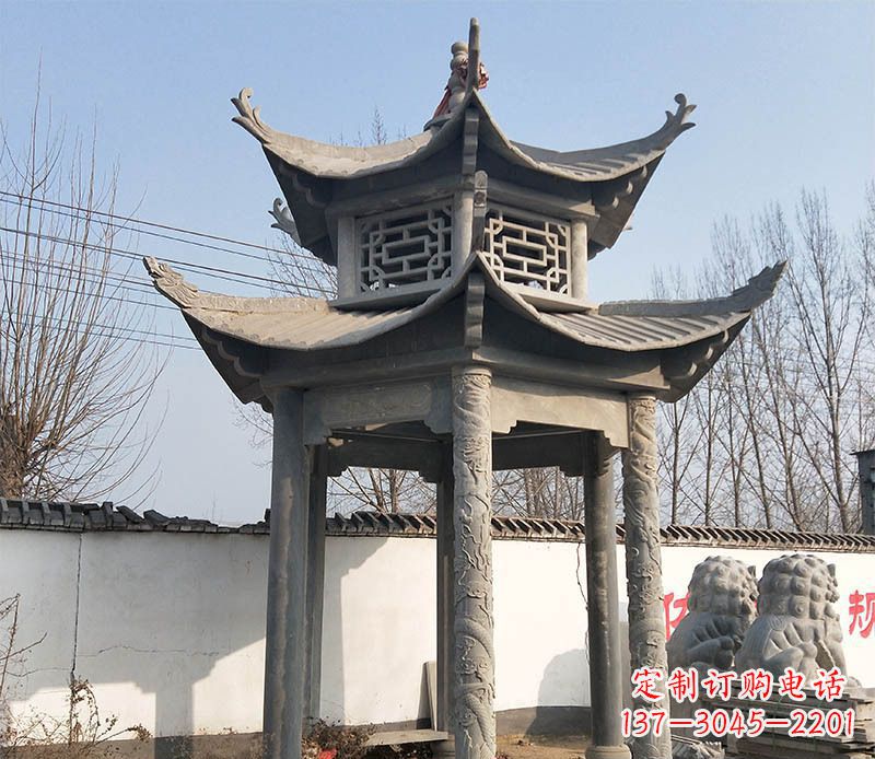 安阳双层户外凉亭石雕 (2)