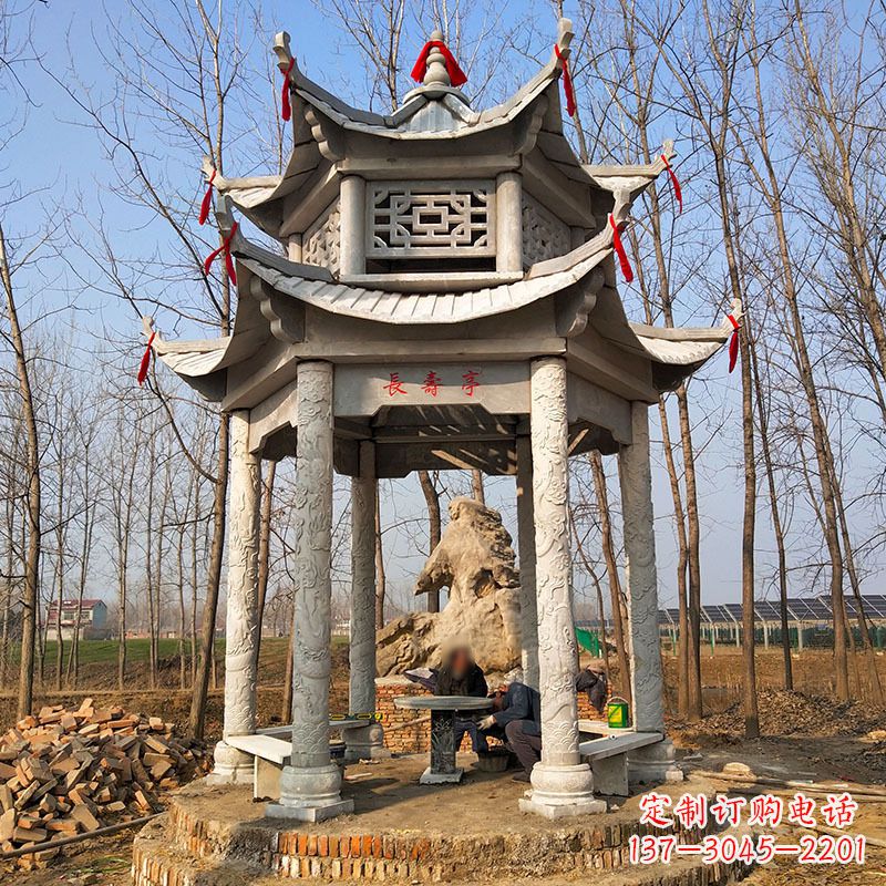 安阳双层六角石凉亭