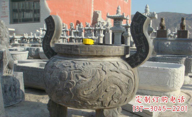 安阳双龙戏珠浮雕香炉铜雕