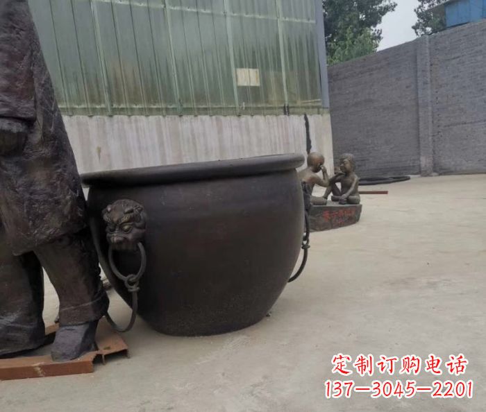安阳水缸铜雕塑 (2)