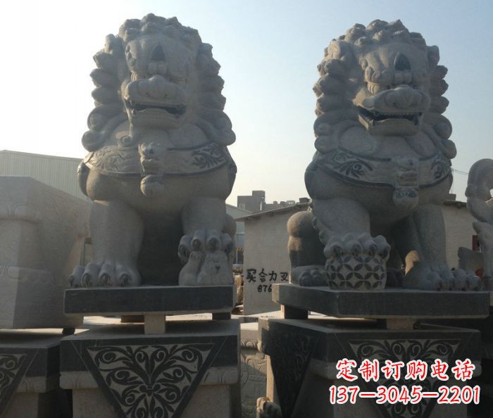 安阳寺庙景观仿古石狮子 (2)